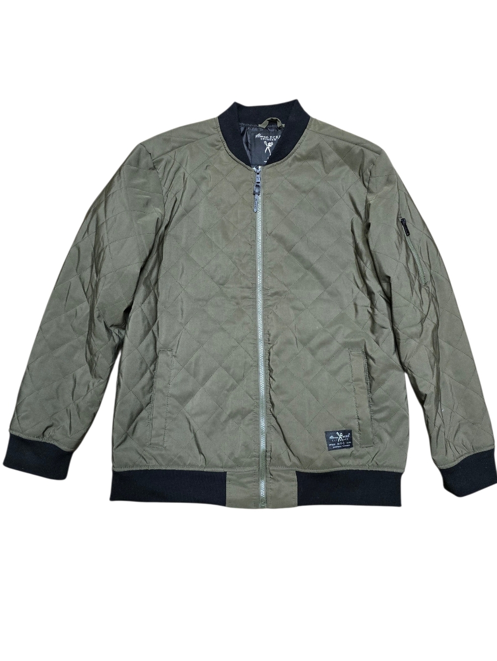 Marc Ecko Cut & Sew VTG 2000's Olive Green Army Bomber Jacket Men's sz L